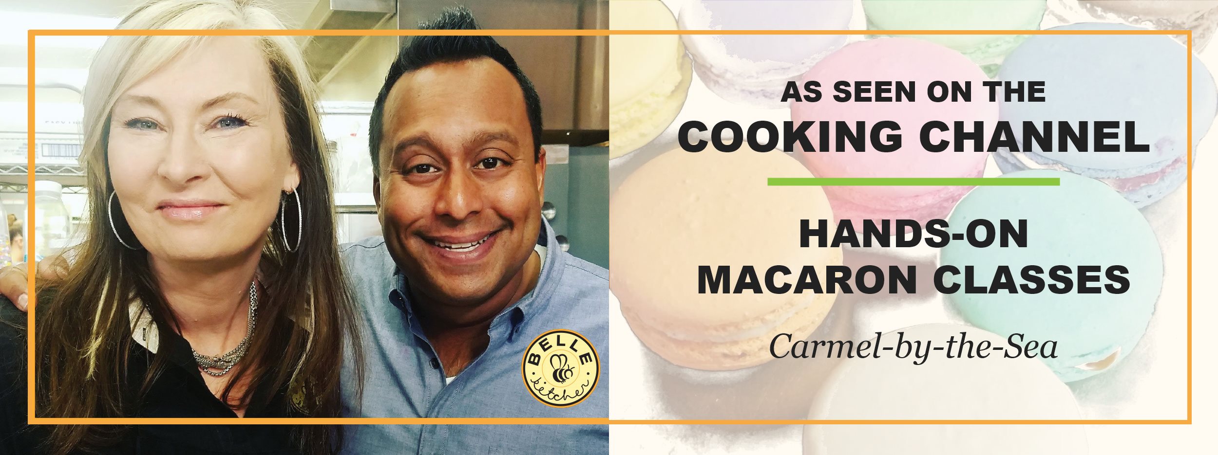 Chef Cheryl of Belle Kitchen, as seen on the Cooking Channel, offering hands-on macaron classes in Carmel-by-the-Sea