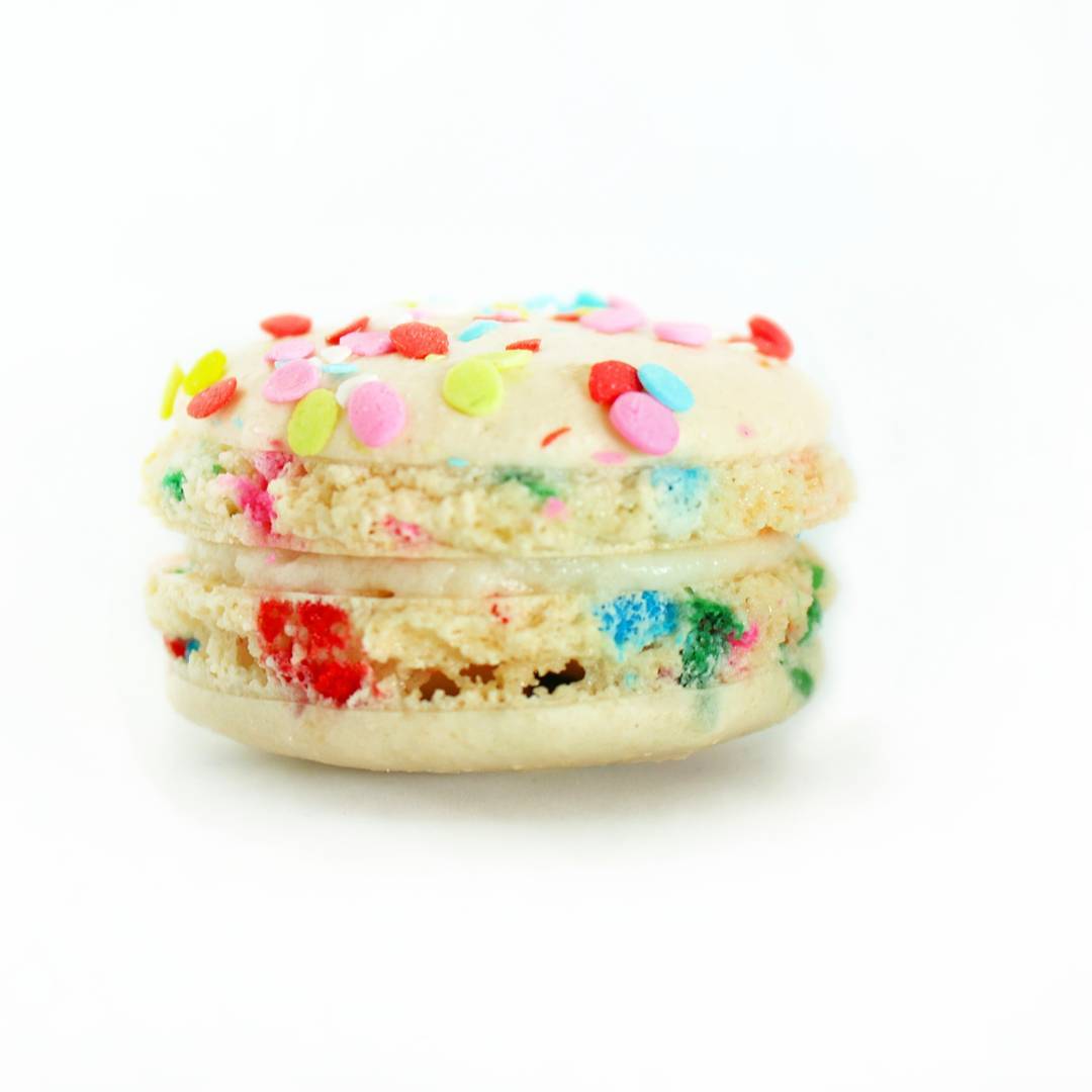 Celebrate. Today.  Birthday Cake Macarons!!! Custom & Special Orders 405 430 5484 😊