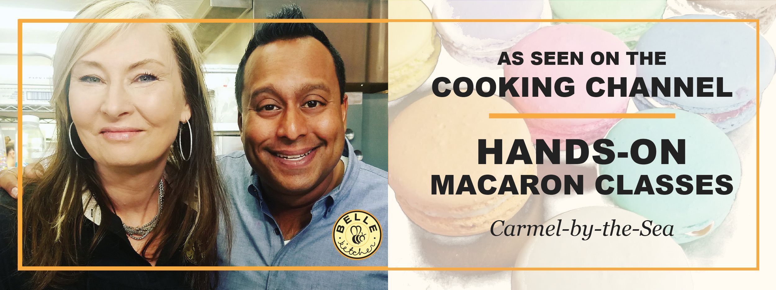 Chef Cheryl of Belle Kitchen, as seen on the Cooking Channel, offering hands-on macaron classes in Carmel-by-the-Sea